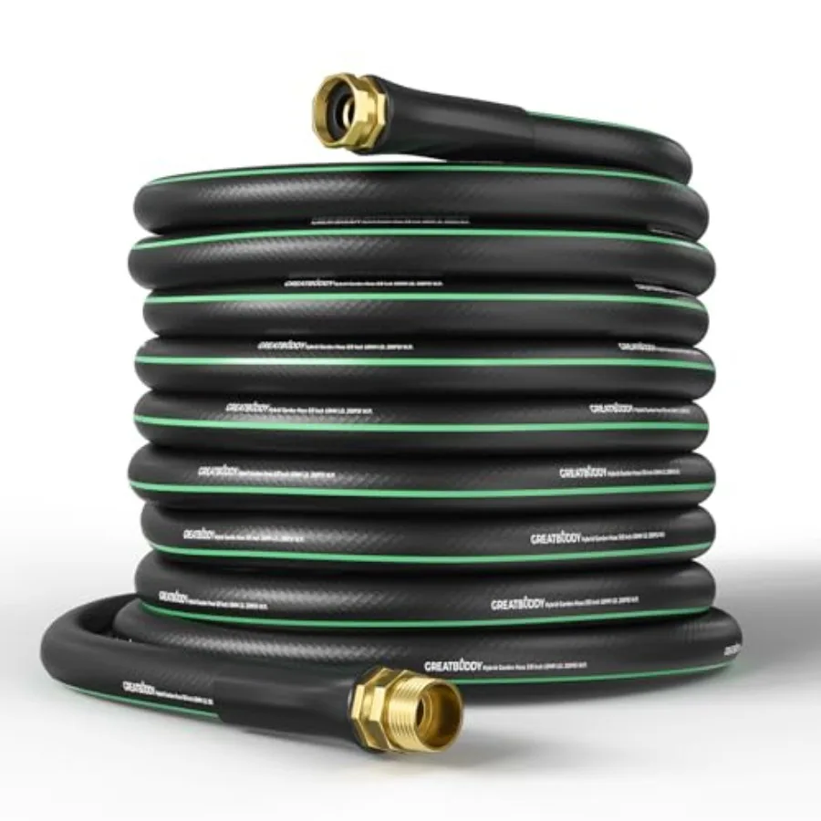 100 Feet Garden Hose 5/8 Water Hose 100Feet Heavy Duty Flexible Lightweight Hybrid Hose Burst 600 PSI with Solid Brass Male to