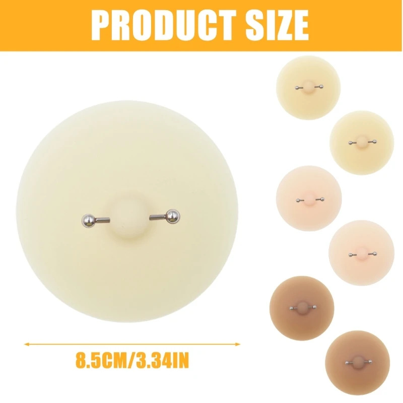 Women silicone disposable breast nipple covers pasties adhesive chest pad with faux piercing