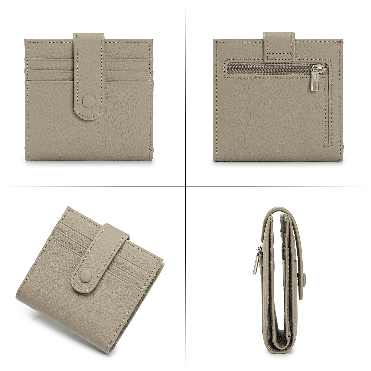 Genuine Leather Women RFID Blocking Ultra-Thin Mini Short wallet Small women's two-fold purse 9 Cards Slots 1 Coin pocket
