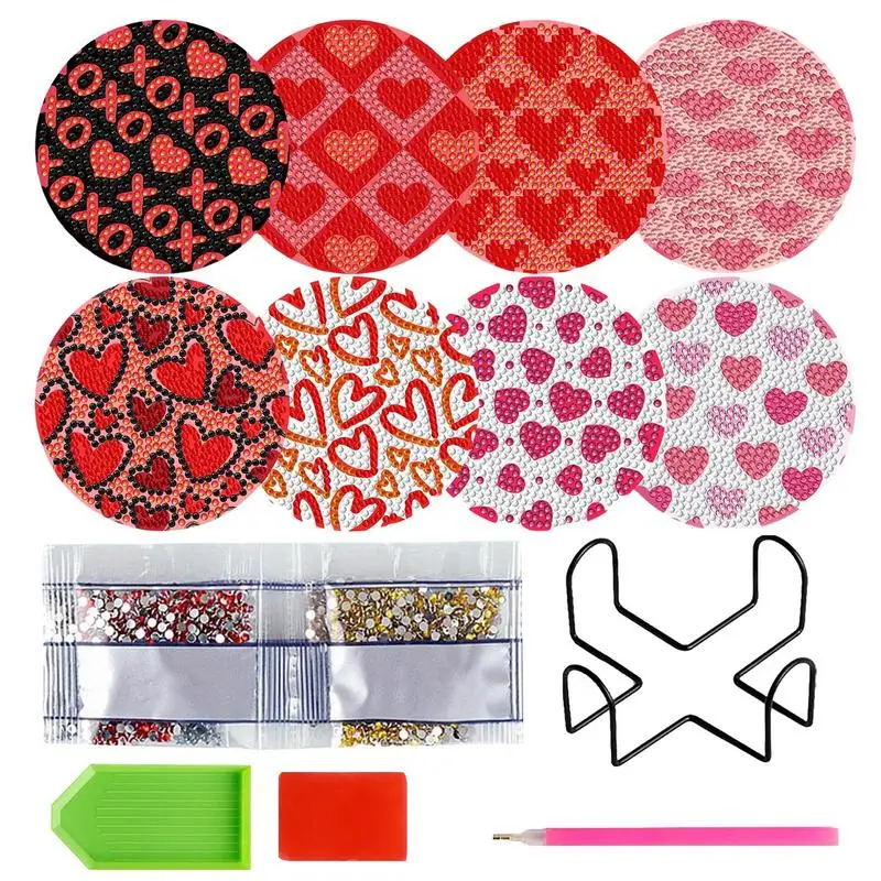 

Coaster Rhinestone Art Creative Cup Mat Set Shiny Rhinestone Coasters DIY Valentines Day Decor Holiday Gift For Christmas New