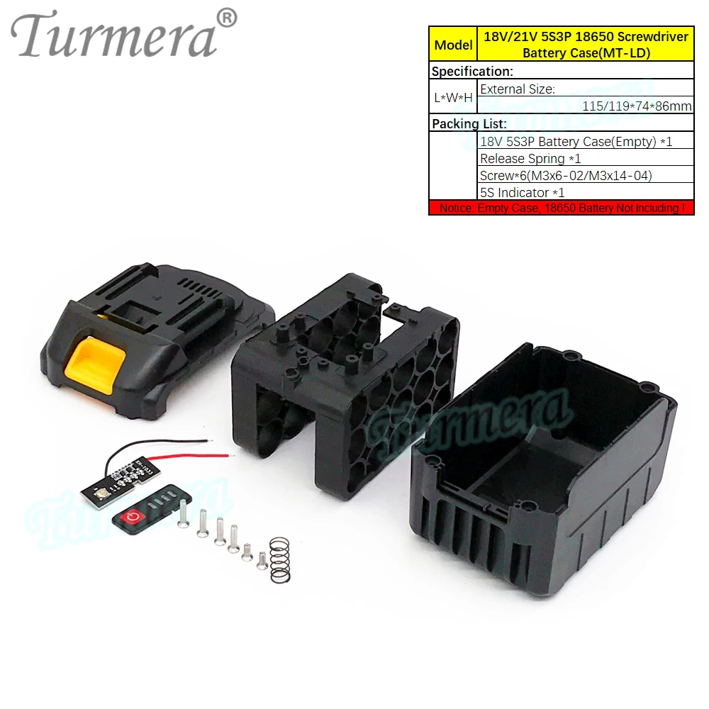 Turmera 18V 21V Schraubendreher-Batteriegehäuse 5S3P 15X 18650 Halter 5S 50A Max.100ABMS Schweißnickel zum Ersetzen von 20V-Elektrobohrmaschinen – Detail 20