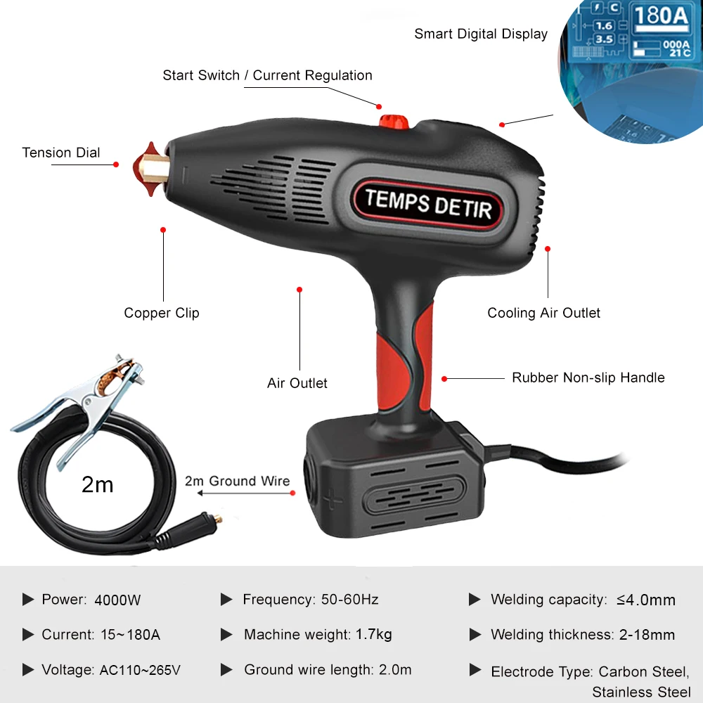 4000W New AC 110V-220V Handheld Portable High Power Arc Welding Machine, Automatic Digital Intelligent Electric Welding Machine