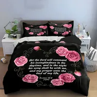 Design floral romantique pour la décoration de chambre d'enfant et d'adulte, magnifique ensemble de literie trois pièces en cadeau. 3