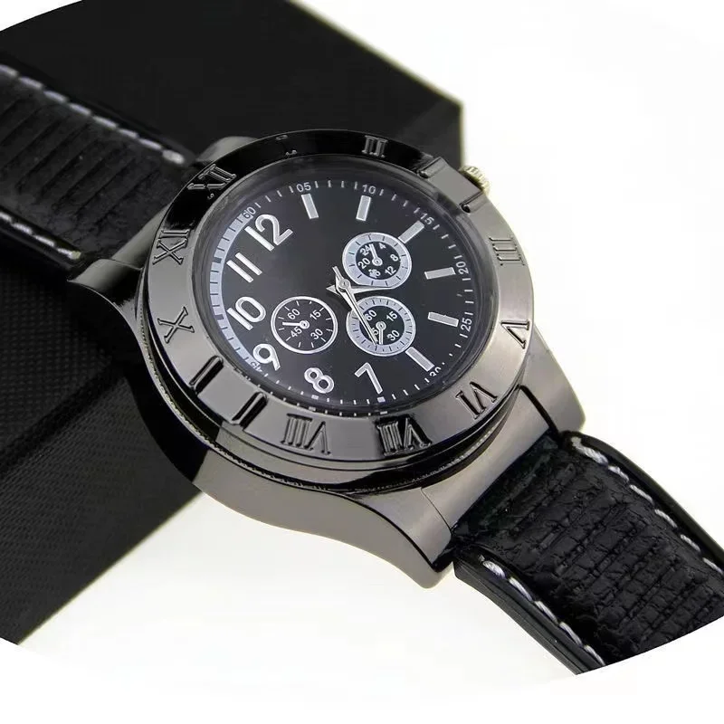 2023 Man Watch  USB Charge Windproof Electronic Flameless Lighter Watches Men's Quartz Watches erkek kol saat horloge heren 3