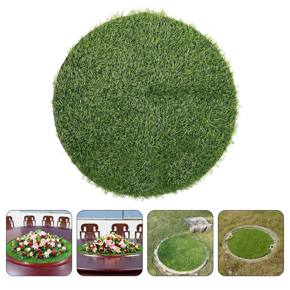 

Manhole Cover Decoration Lawn Area Rugs Simulated Grass Table Mat Artificial Decorate Placemats Plastic Fake