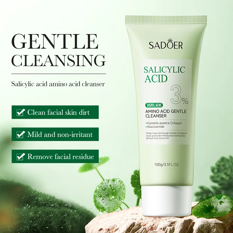 SADOER Salicylic Acid Facial Cleanser Face Wash Foam Face Cleanser Moisturizing Facial Cleansing Hydrating Skin Care Products 2