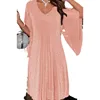 Bright Sequin Dresses Women V-neck See Through Chiffon Patchwork Irregular Half Sleeves Loose Mini Dress Female Vestidos 2024 5