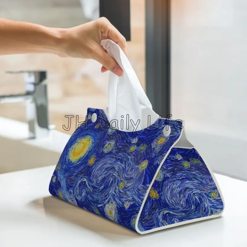 Vincent Van Gogh The Starry Night Tissue Box Cover Leather Tissue Box Holder Personalized Tissue Holders for Home Office Car 5