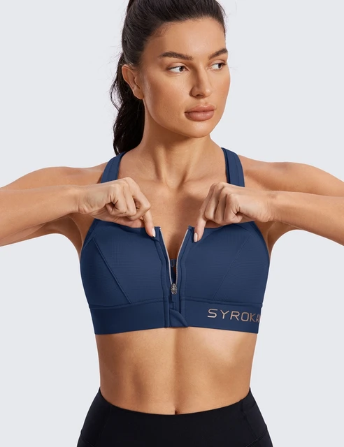 SYROKAN Women Front Zipper Sports Bra High Impact Adjustable Racerback Plus  Size Wirefree Padded Summer Workout Run Underwear - AliExpress