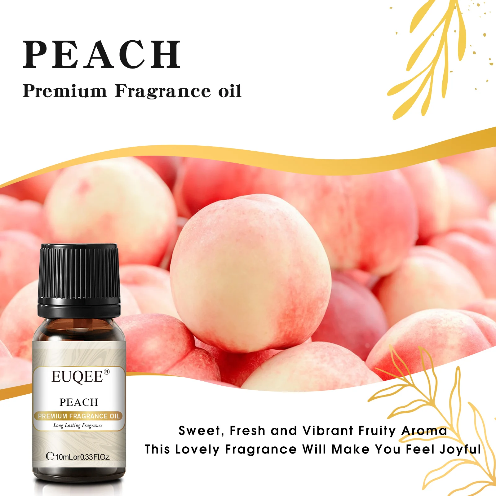 EUQEE Premium Fruit Fragrance Oils Gift Set for So Sweet -  6x10ml-Strawberry, Cherry, Litchi, Apple, Mango, Peach - Scented Essential  Oils for