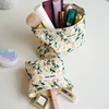 White Embroidery Daisy Women's Makeup Bag Portable Coin Purse Key Case Cosmetics Lipstick Storage Bag Commuter Liner Bag Ins 6
