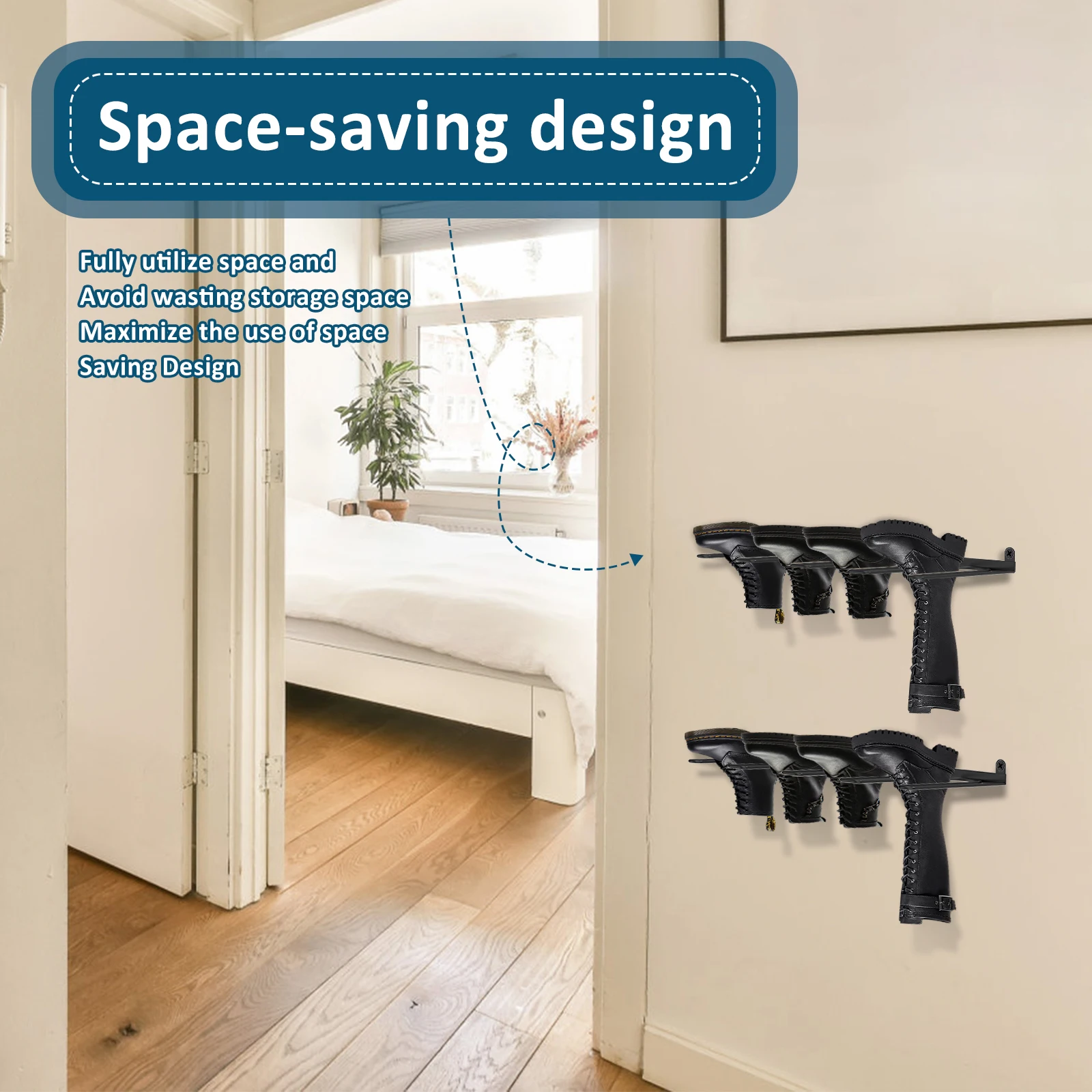 2PCS/Set Sturdy Boot Organizer Cowboy Boot Rack Multipurpose Metal Wires Holder Space Saving Metal Welly Storage Rack