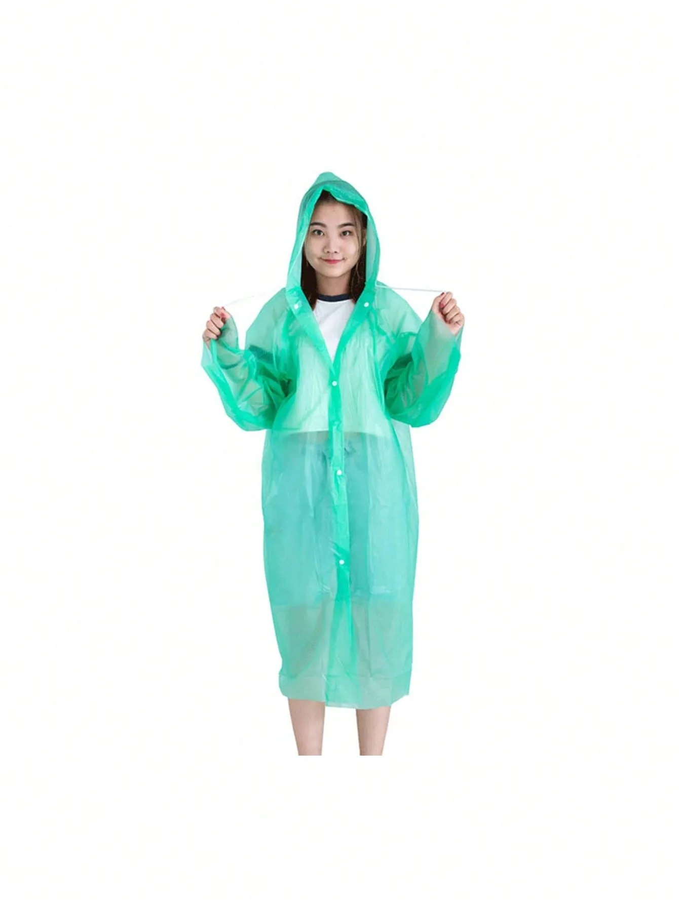 1 PCS Rain Coat for Adults Reusable EVA Rain Ponchos Lightweight Coat Waterproof Gear for Men and Women