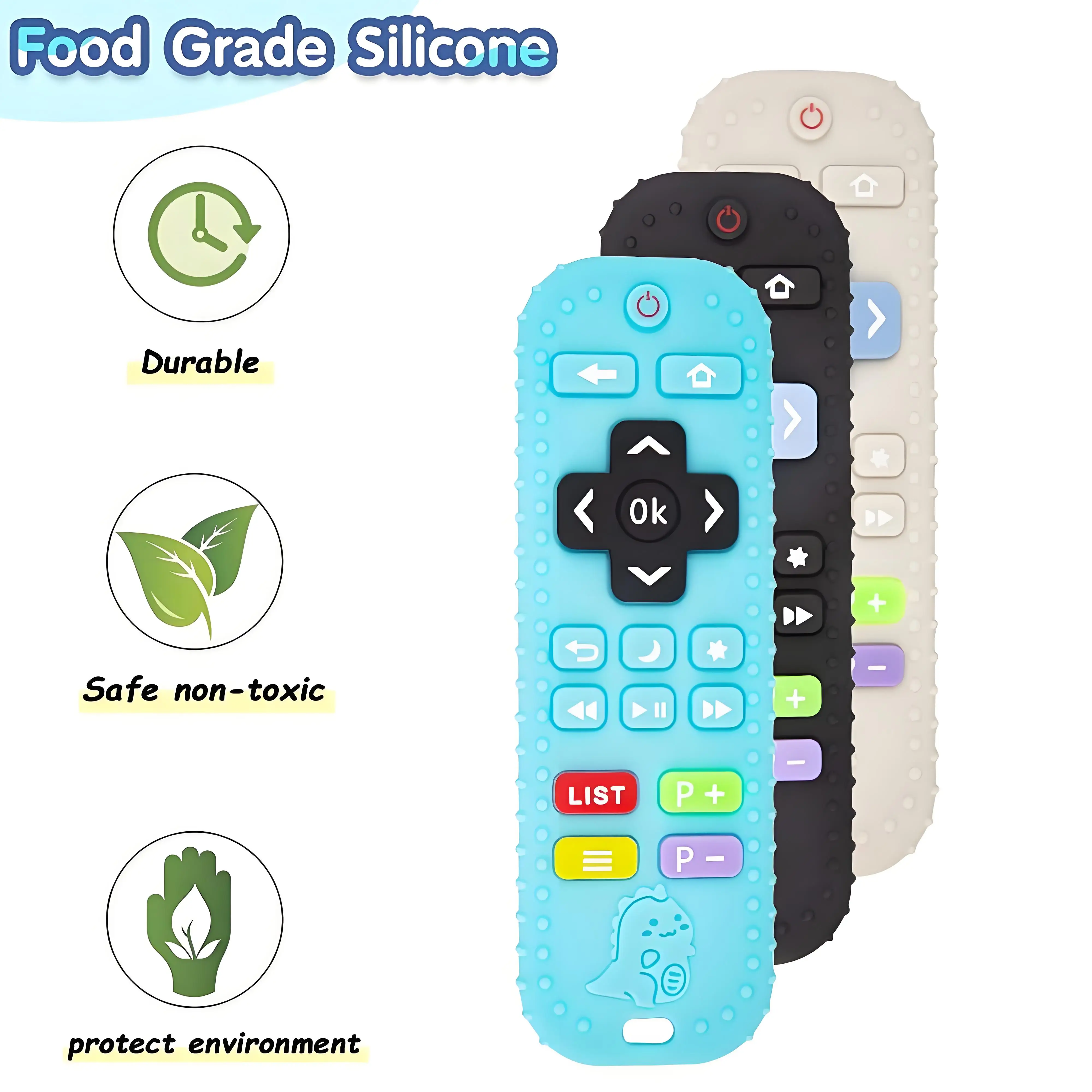 Children's silicone teething remote control baby mouthing period soothing teething teething remote control toys silicone teeth u