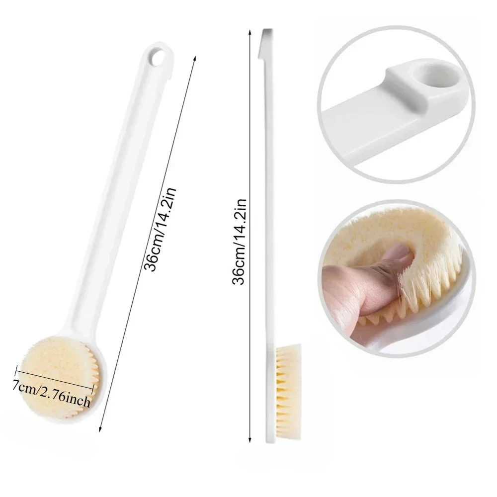 Soft Bristle Long Handle Bath Brush Body Exfoliating Back Scrubber Reusable Showering Supplies for Home Bath Room