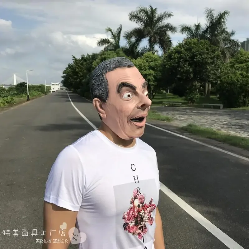 Mr. Bean Mask Cos Celebrity British Funny Star Live Performance Props Halloween Latex Headset