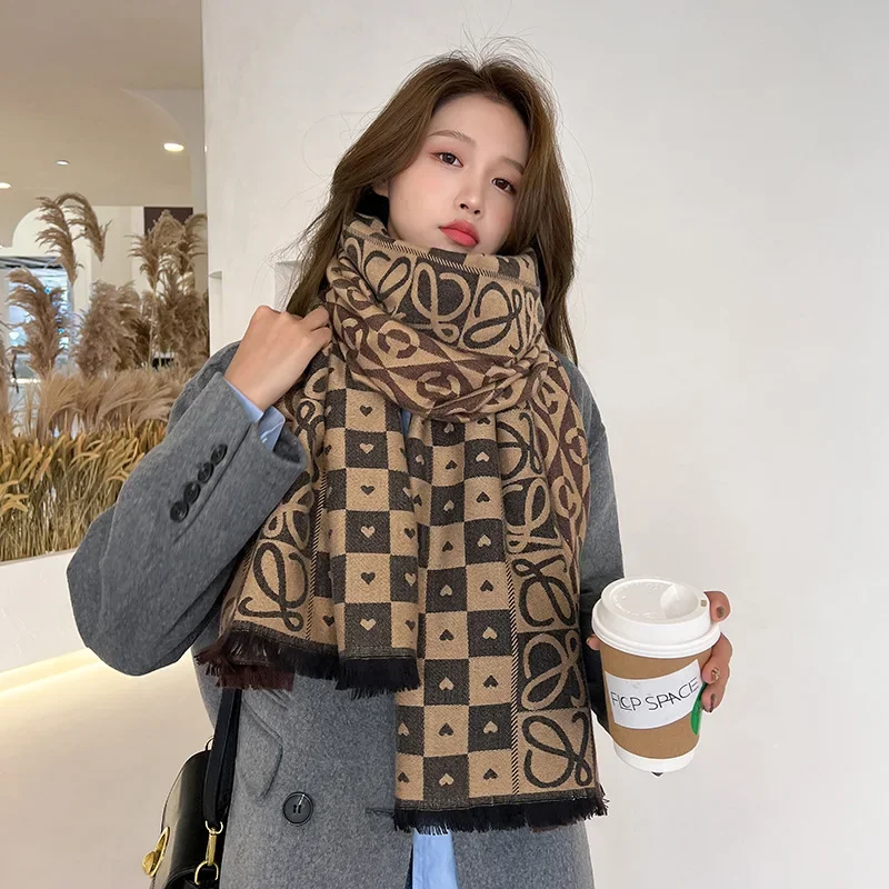 

2023 Warm Luxury Brand Cashmere Scarf Women Thick Print Shawl and Wraps Ladies Blanket Foulard Winter Pashmina Bandana Bufanda