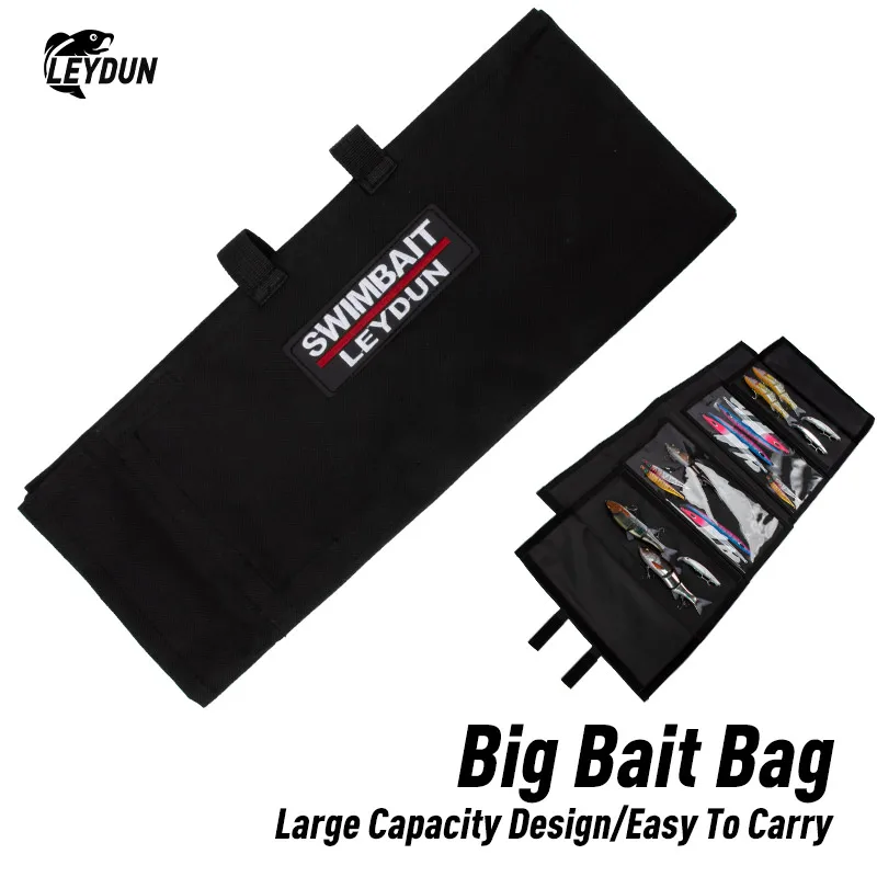 LEYDUN Swimbaits Fishing Bags For Soft And Hard Baits Up To 12" Bait Wrap 4 Hybrid Pockets Easy