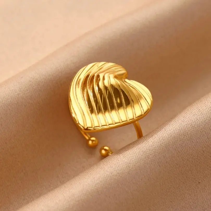 Rings Textured Heart Geometric For Women