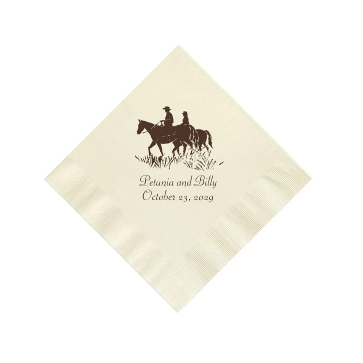 

50pcs Cowboy Couple on Ranch with Horses Western Wedding Napkins Personalized Set of 100 Paper Reception Cocktail Party