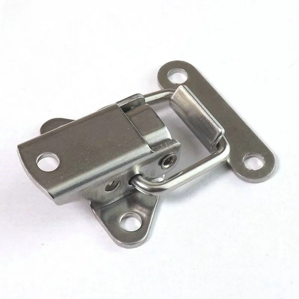 Description Picture 6 of item4pcs/lot Stainless Steel Cabinet Boxes Spring Loaded Latch Catch Toggle Clamp Hasp Mini Lock For: Flight Case Wooden Box