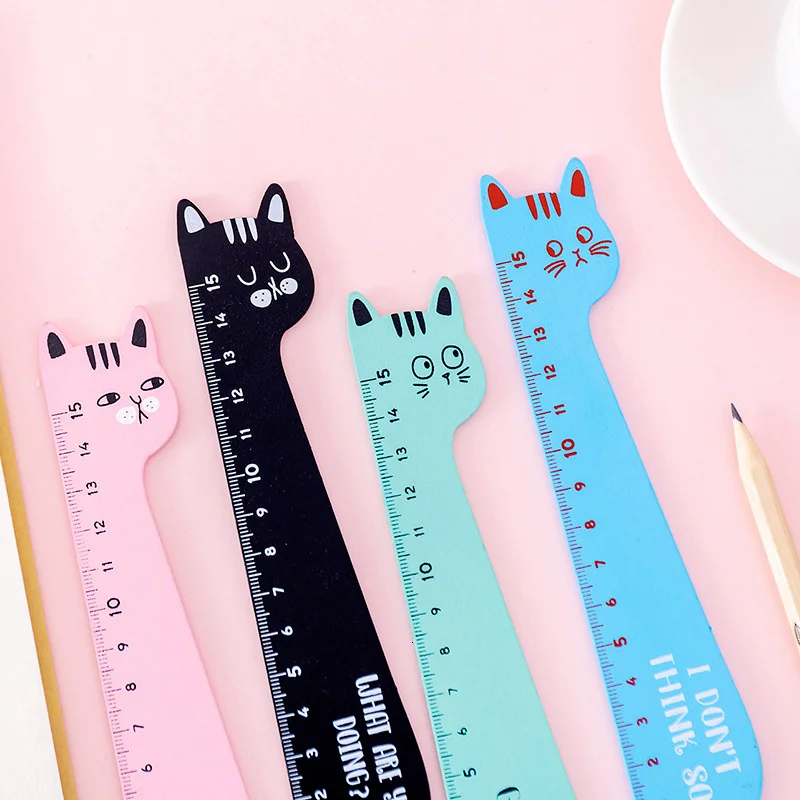 4 Piece Cat Stationery Wooden Ruler for Drawing Gift ruler set drawing ruler straight ruler
