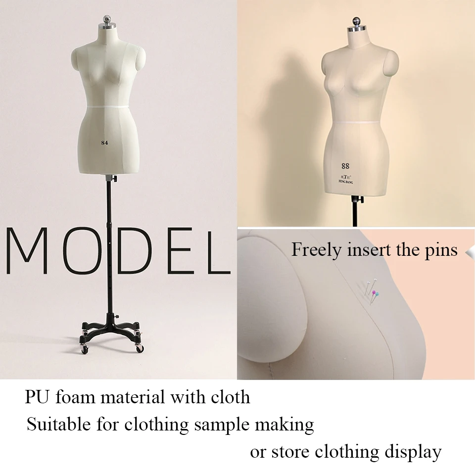 Fashion Fabric Dressmaker Mannequin Adjustable Female Model Dressmaking For  Display