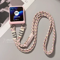 Sleek Crossbody Lanyard Hinge Phone Case with Ultra Protection - 2023 Edition for Razr 60 70 Ultra (Pink)