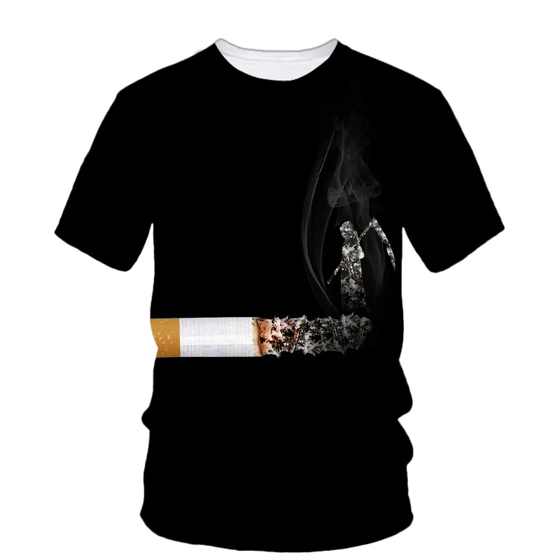 Smoking Tobacco Print Summer Men/women O-neck T-shirt Casual Short