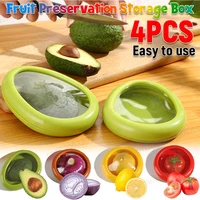 4PCS/Set Creative Fruit Crisper Silicone Film Sealed Mini Refrigerator Storage Box Vegetable Avocado Lemon Kitchen Storage Box 1