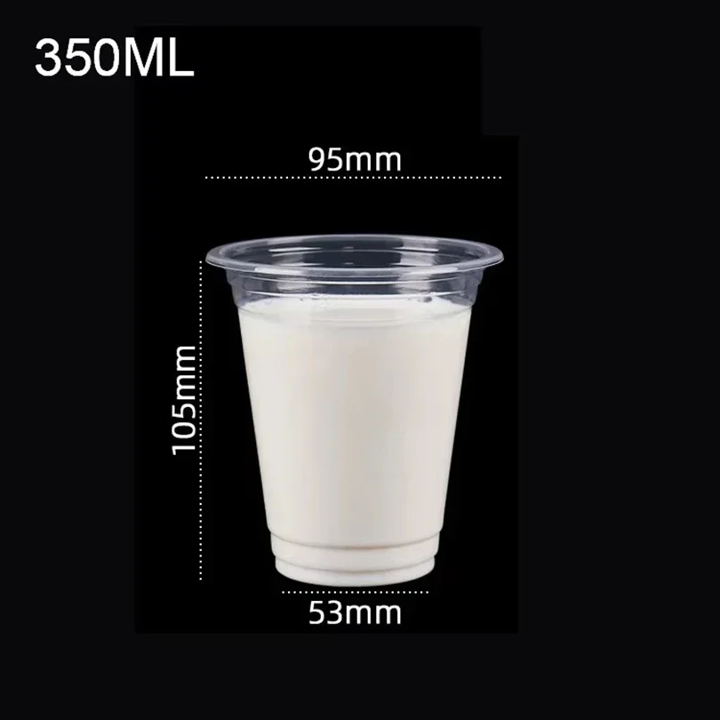 50/100PCS Disposable Clear Plastic Cup Iced Coffee Smoothie Milkshake Cold Drink for Parties Birthdays Weddings Camping Utensils