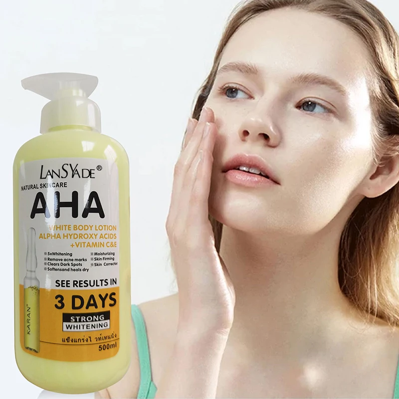500ml AHA Whitening Body Cream ALPHA Hydroxy Acids Vitamin C Moisturizing Lightening Body Lotion Remove Acne Marks Skin Care 2