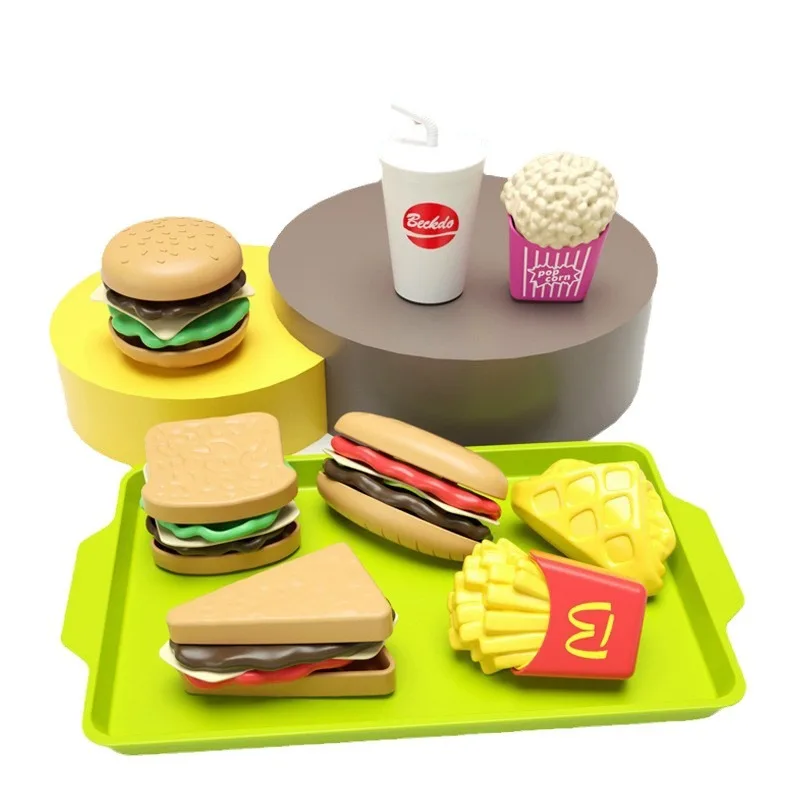 New Simulation Hamburger Pizza Bread Cookies Toy Model Set Kids Play House Interactive Toy Kitchen Food & Play Toys