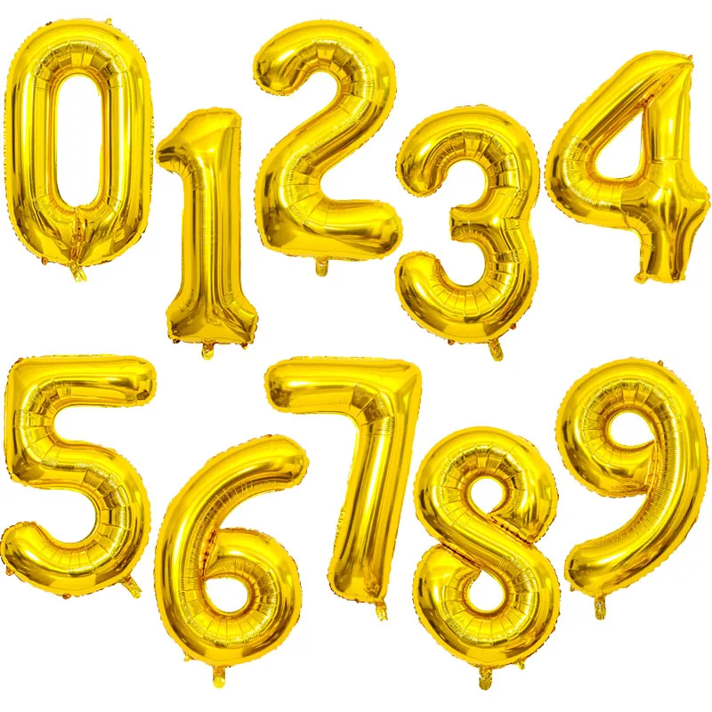 32/40Inch Giant Foil Number Balloons Air Helium Figures Wedding Adult Kids Birthday Party Decoration Supplies 0-9 Digital Globos