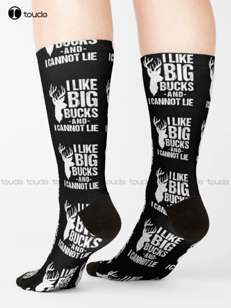 

I Like Big Bucks Funny Hunting Gift For Deer Hunters Socks Fun Socks For Women Personalized Custom 360° Digital Print Gift Retro
