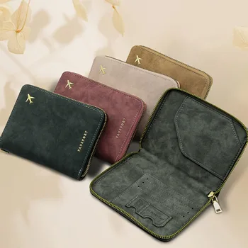 Nuovo portafoglio per passaporto con blocco con cerniera PU addensato antifurto organizzatore da viaggio porta carte sottile borsa portaoggetti elementi essenziali da viaggio