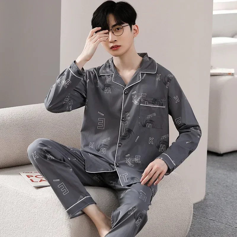 

Large Spring Fashion New Male Outwear Cotton Sleeve Winter Size Pajamas Pyjamas Long Cloth Autumn Home Suit Sleepwear Men's