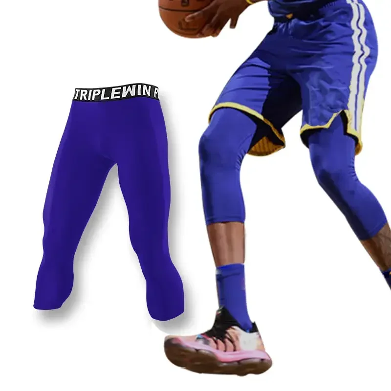 Men GYM Capri Running Tights Pants 3/4 Cropped Leggings Shorts Kids Children Basketball Football Soccer Fitness Exercise Sport
