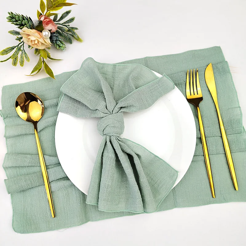 60PCS Sage Green Sewing Cloth Napkins Cotton Factory Wholesale Fabric Serviette Gauze Table Towels Wedding Decoration Easter