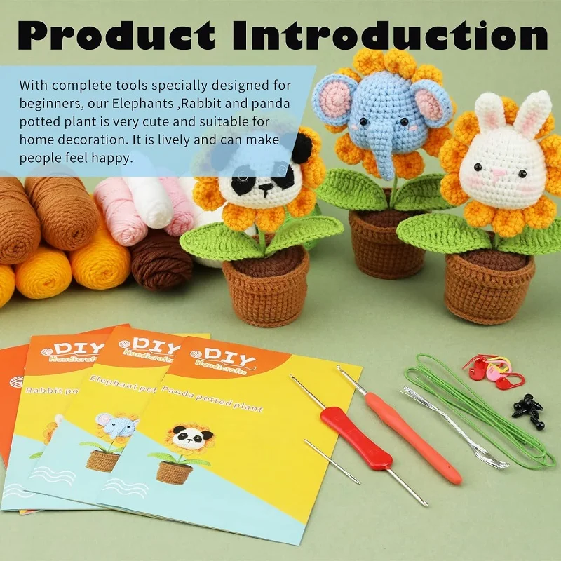 LMDZ 2/3 Set Animal Kit DIY For Beginners Cute Crochet Animal Kit Starter  Pack With Yarn Balls Accessories Kit for Beginners - AliExpress