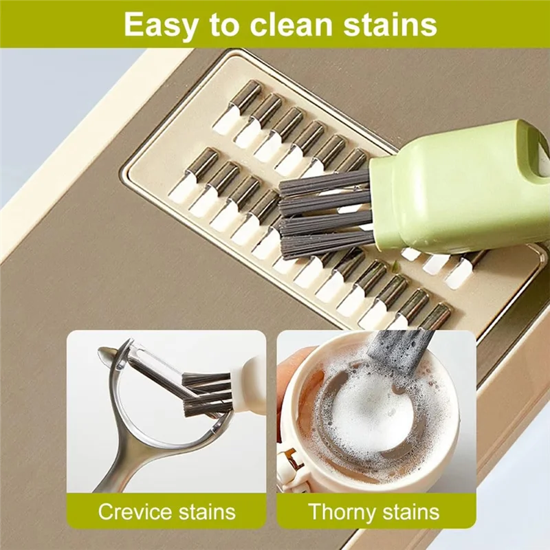 Cepillo de limpieza de cocina multifuncional, limpiador de cuchillos y cucharas, descontaminación fuerte, color blanco - Image 5
