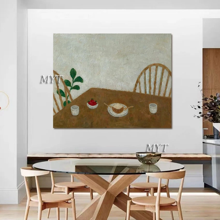 Hand painted Artwork Acrylic Restaurant Decoration Large Modern Canvas Art Abstract Dining Table