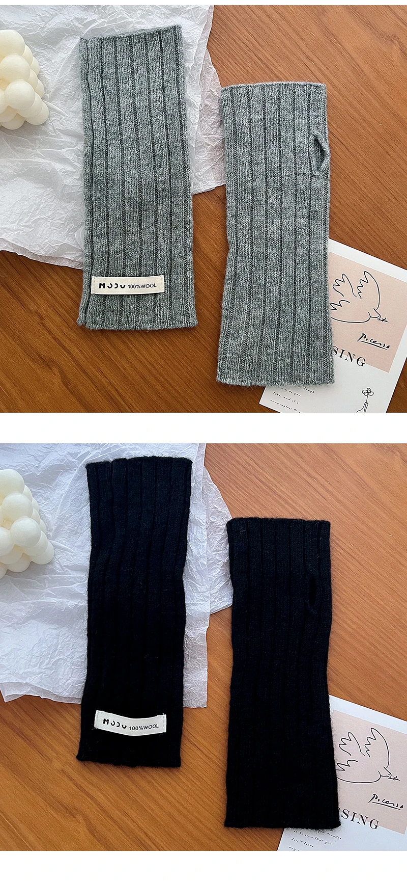 100% Wool Gloves Lady Touchscreen Finger Hole Winter Autumn Women Warm Wrist Length Classic Knitted Gloves Female Mitten 2025