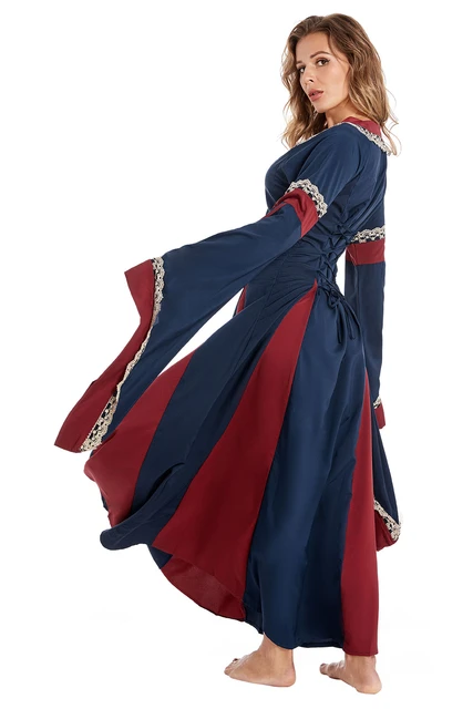Vestido Medieval para Mujer Manga Larga Bordado Renacentista