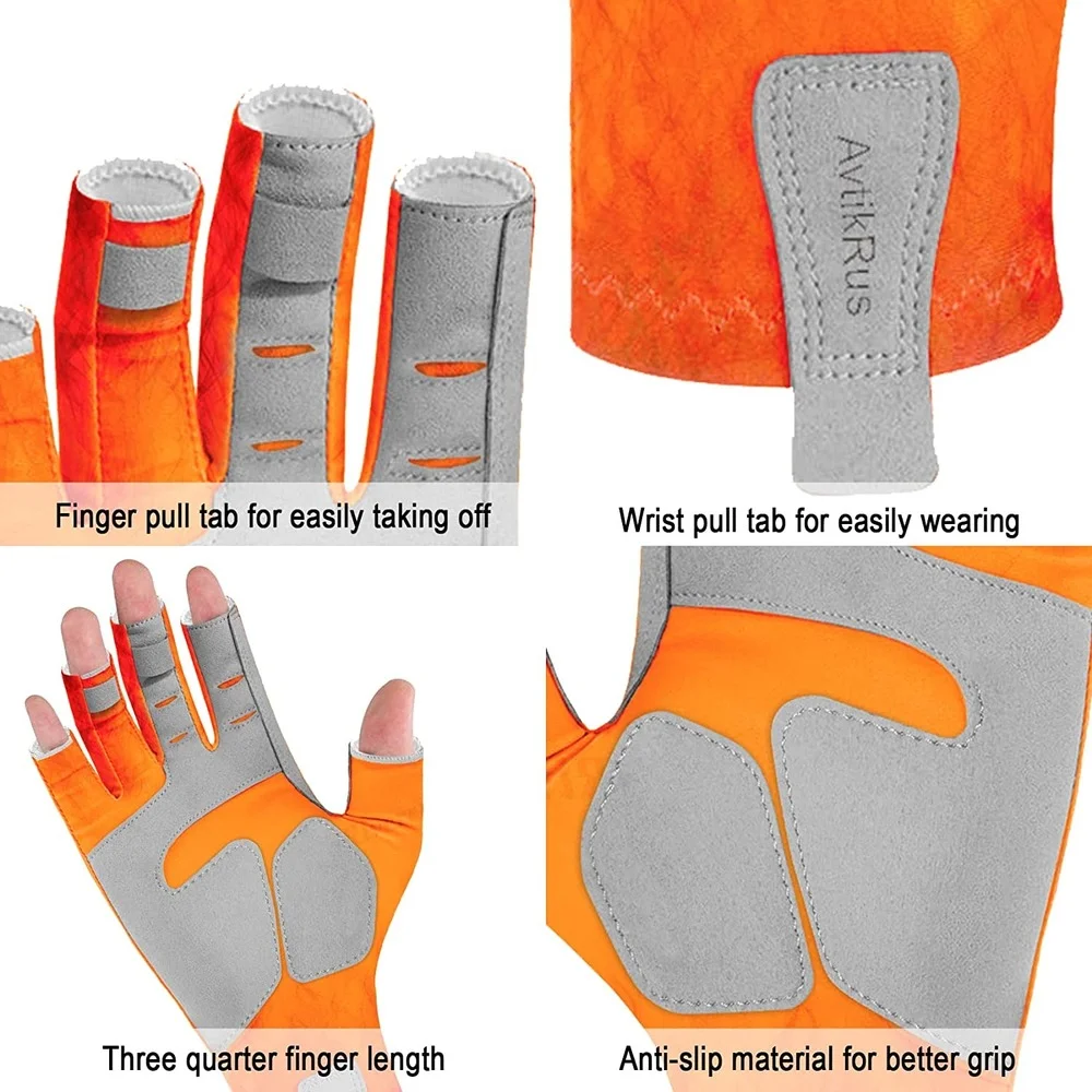 UPF 50+ Fingerless Fishing Gloves QuickDry and Breathable Easy