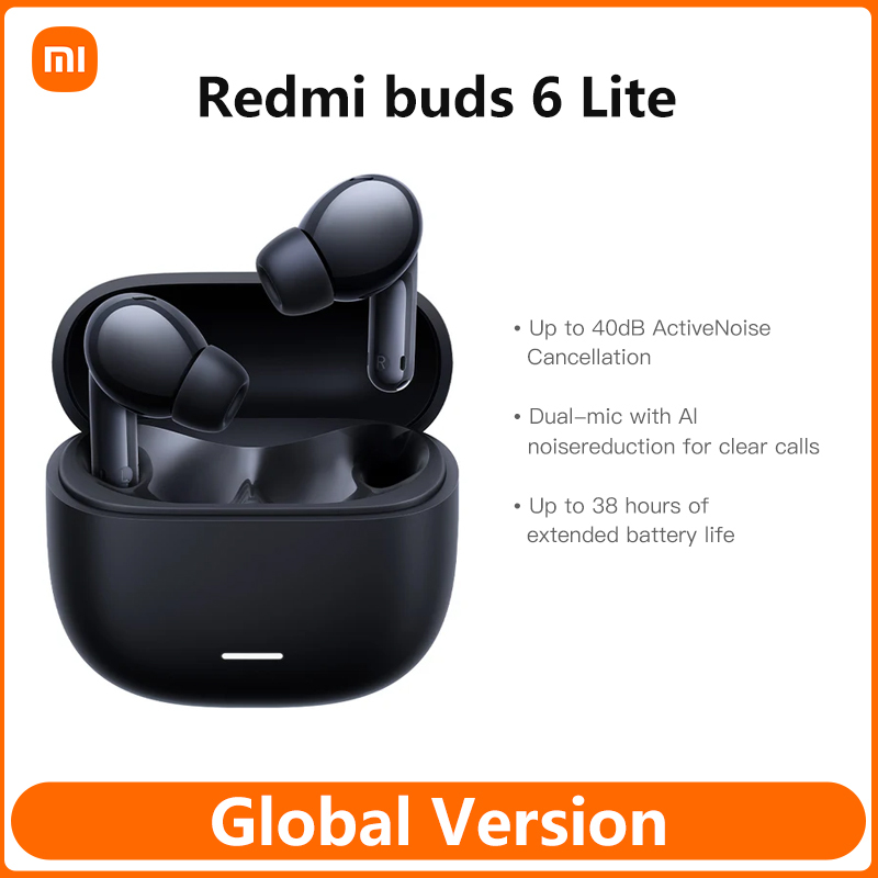 Xiaomi Redmi Buds 6 Lite Global Version 40dB Active Noise Cancellation Hybrid ANC Four EQ Settings 480mAh Battery Mi TWS Earbuds