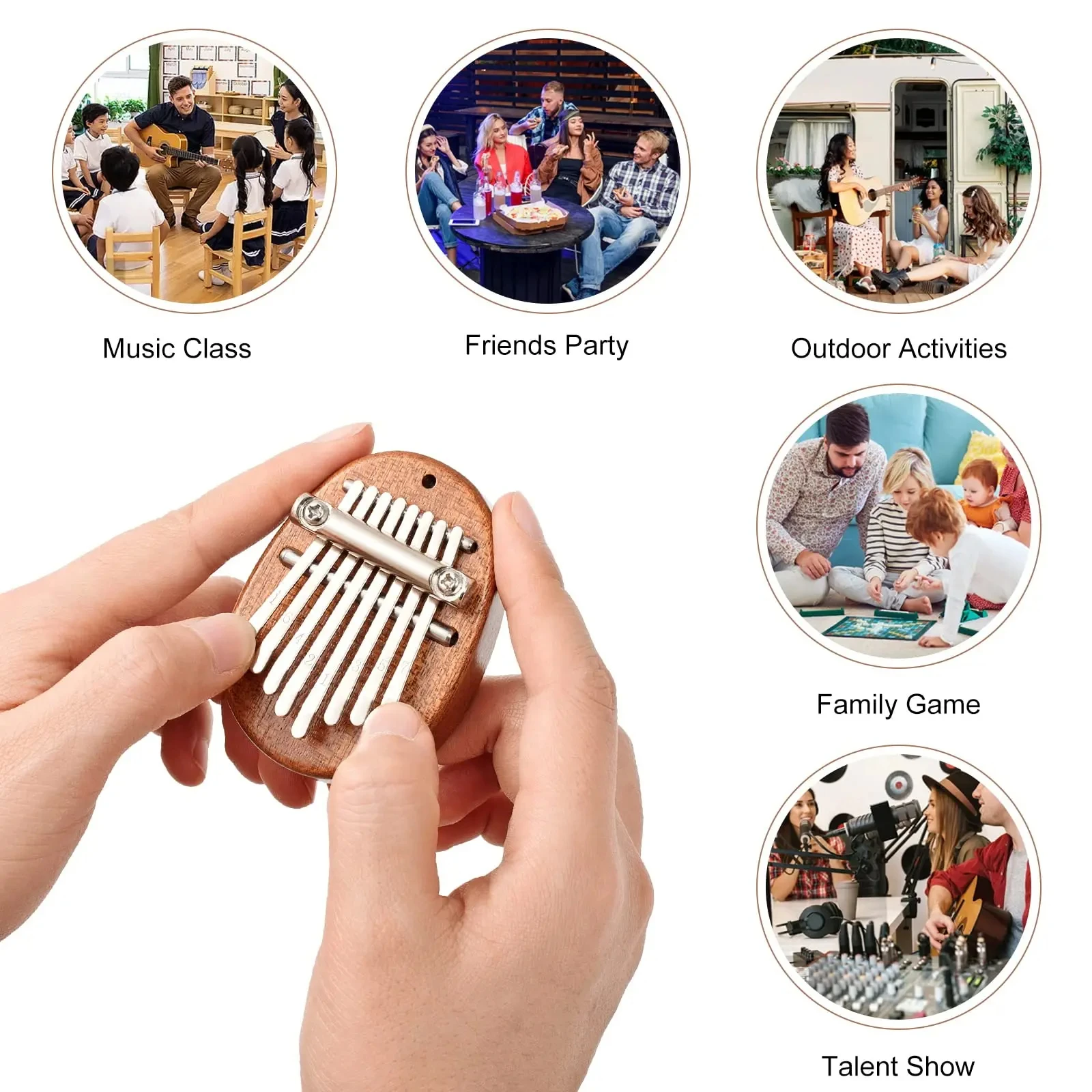 8 Key Mini Wood Kalimba Finger Thumb Piano Marimba Musical Good Accessories Pendant Gift wood kalimba piano