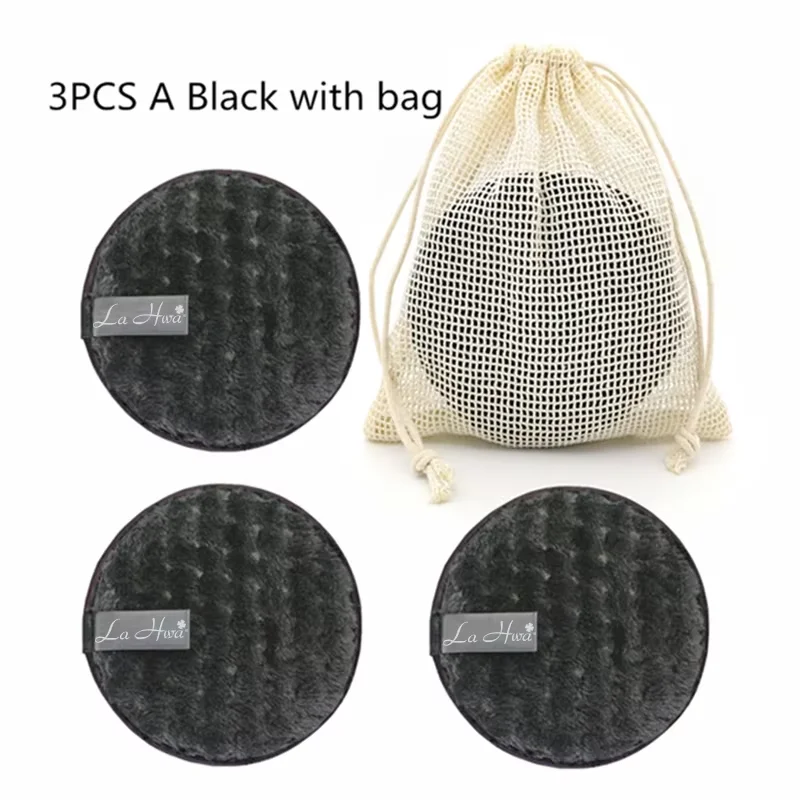 3pcs 재사용 가능한 메이크업 제거 패드 코튼 닦아 마이크로 화이버 메이크업 제거 스폰지 코튼 클렌징 패드 도구 클렌징 패드