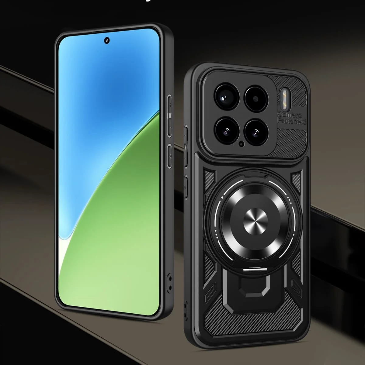 Shock Proof Armor Case with Magnetic Heavy Duty Rugged Ring Kickstand Protection