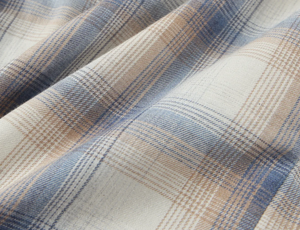 HH Damen Frühlingsmode Bequemes Langarmhemd mit Doppelrevers, Karomuster und Einfarbiger Dekoration, Vielseitiges Casual-Oberteil – Detail 9
